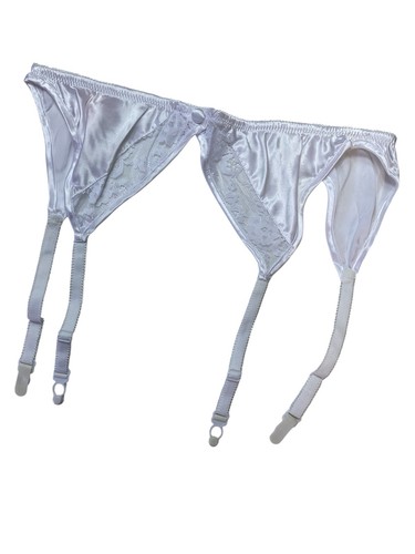 Panache white satin suspender - satin,