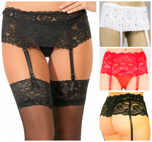 Suspender belt and stockings - and,