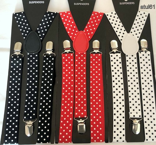 Polka dot trouser braces - polka,